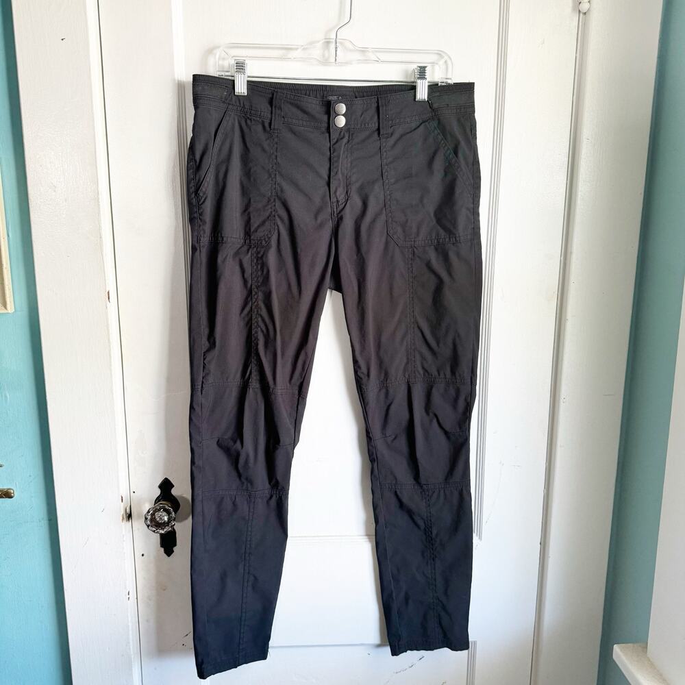 PrAna Essex Stretch Everyday Pants Black Tapered Womens Active Leisure Size 10